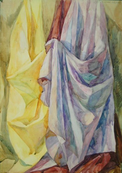 Драпировка ткани гуашью