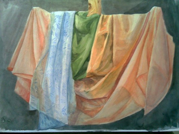 Драпировка ткани акварелью