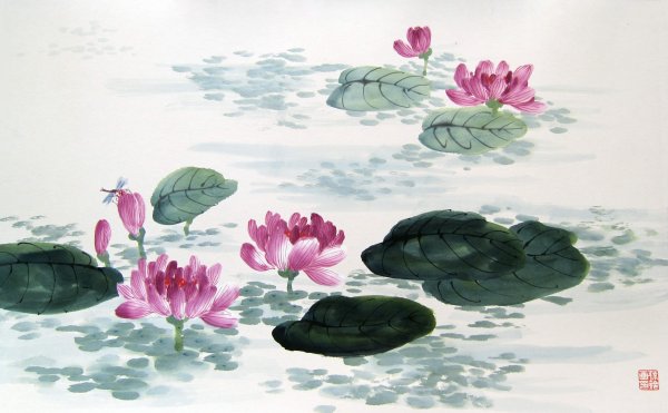 Китайская японская живопись Лотос
