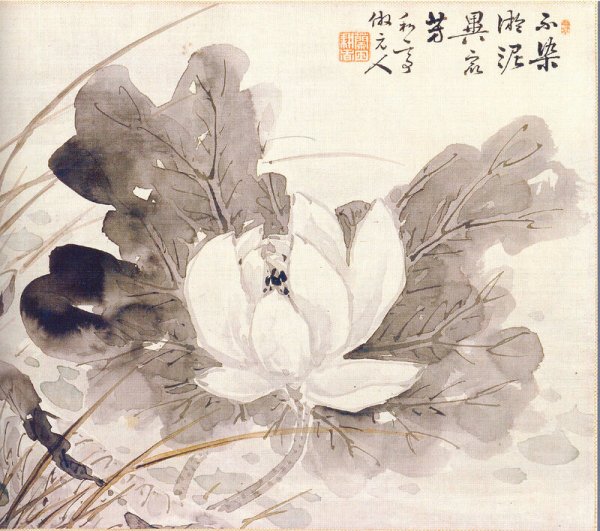 Лотос китайская живопись тушью