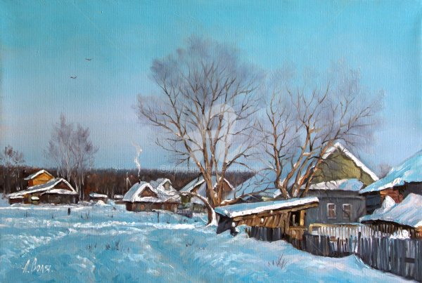 Морозный день живопись