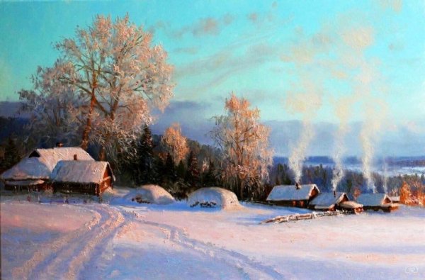 Владимир Жданов зима в деревне