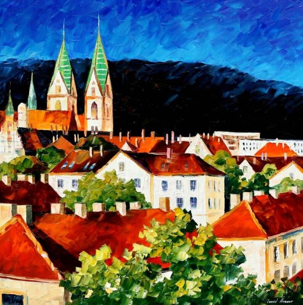 Пейзаж с красными крышами