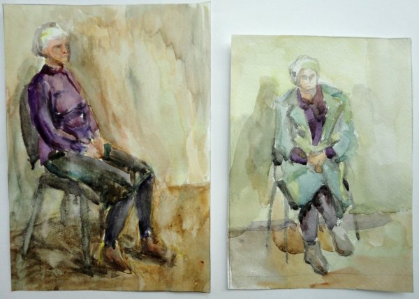 Фигура человека в интерьере живопись