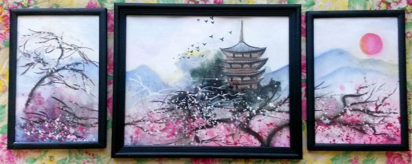 Японская живопись гуашью