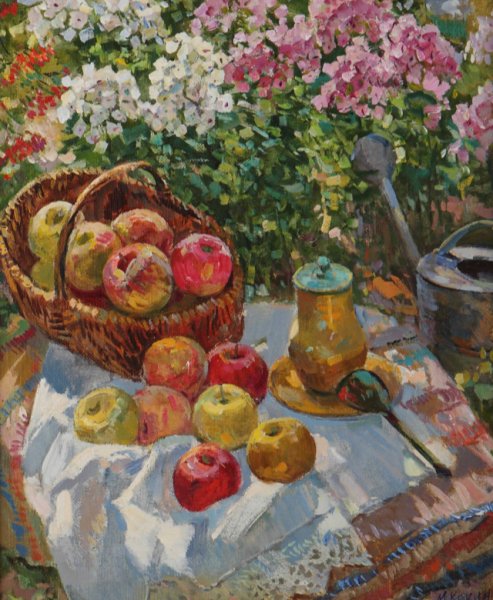 Яблони живопись август Абакумов