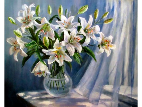 Бузин. Букет белых лилий