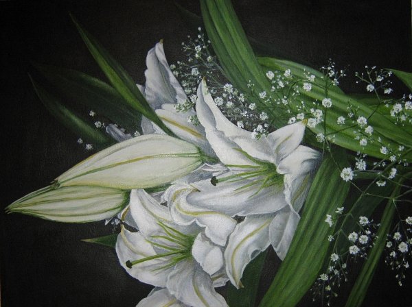 Лилии акрилом на холсте