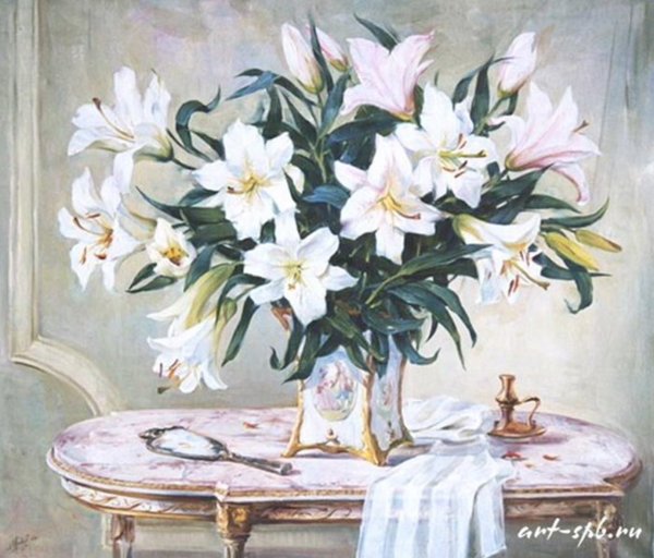 Бузин. Букет белых лилий