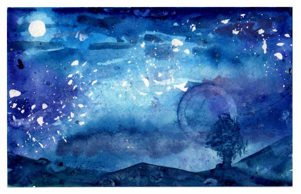 Ночь Луна живопись