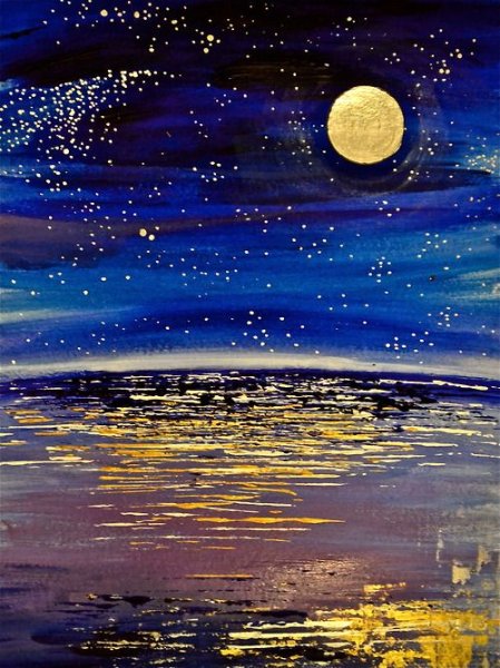 Ночной пейзаж акварелью