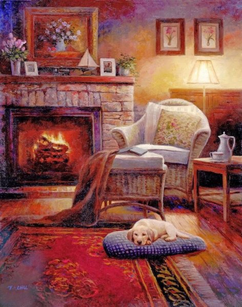 Камин картины художников