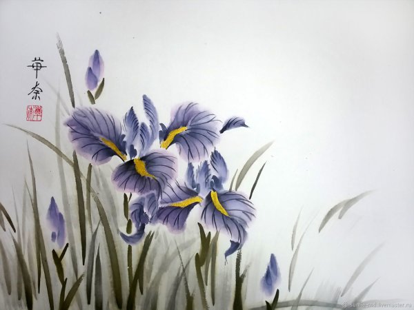 Китайская живопись гохуа ирисы