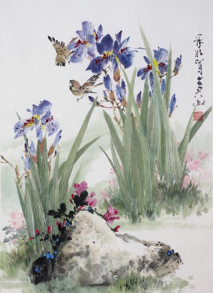 Ирис японская Ксилография