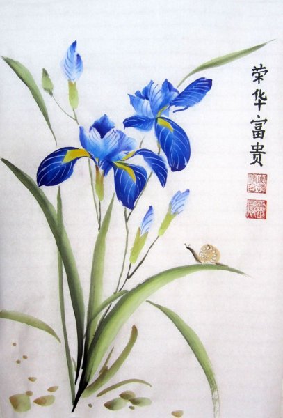 Ирис японская Ксилография