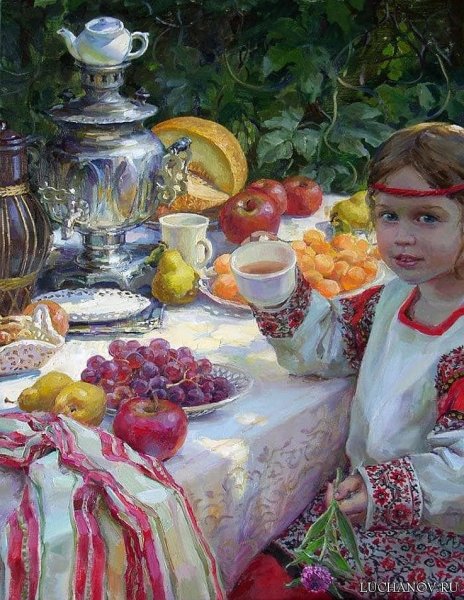 Лучанова Полина живопись чаепитие