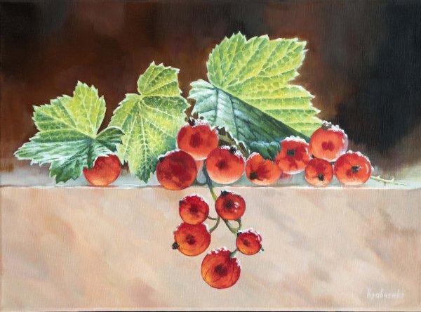Картина маслом красная смородина