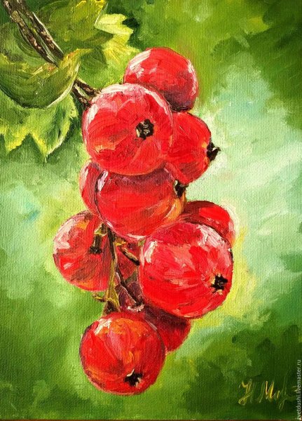 Веточка смородины в кувшине живопись