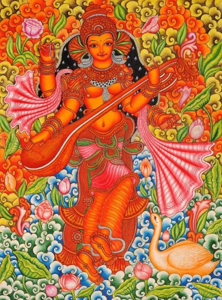 Индийская гравюра Сарасвати