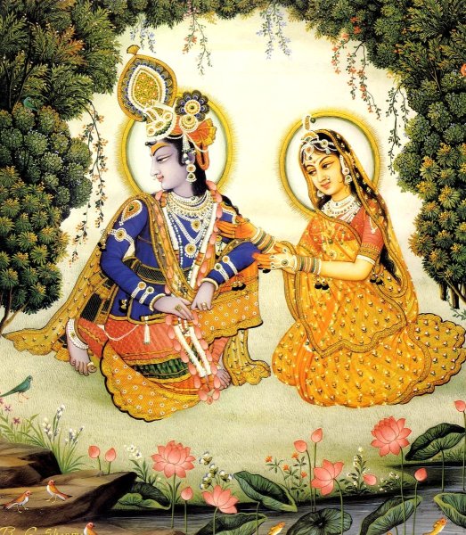 Кришна и Радха индийские миниатюры