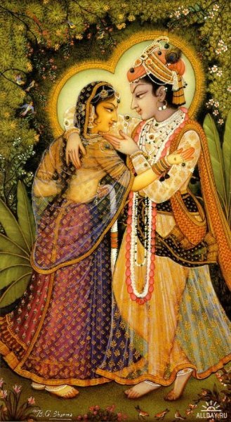 Кришна и Радха индийские миниатюры