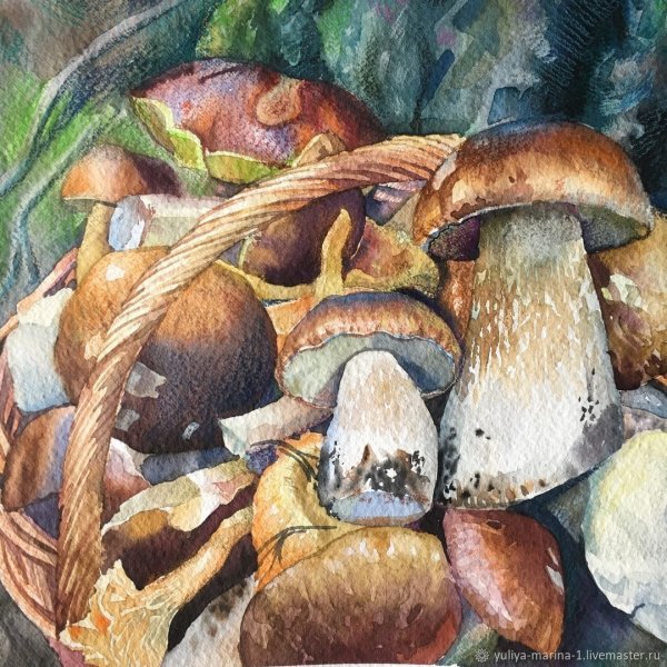 Грибное лукошко картина