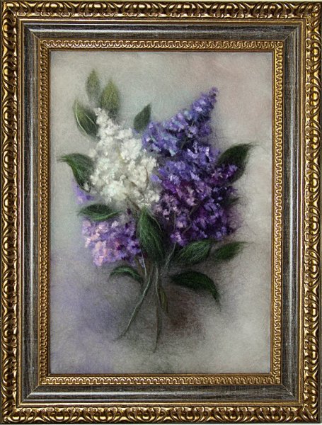 Живопись шерстью сирень