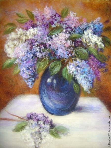 Шерстяная акварель сирень