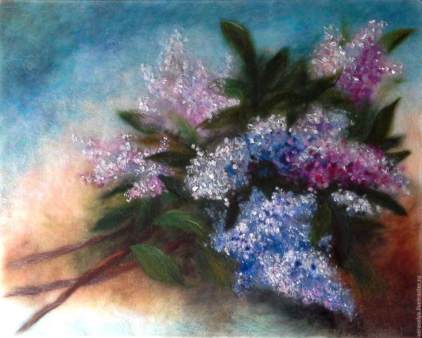 Шерстяная акварель сирень