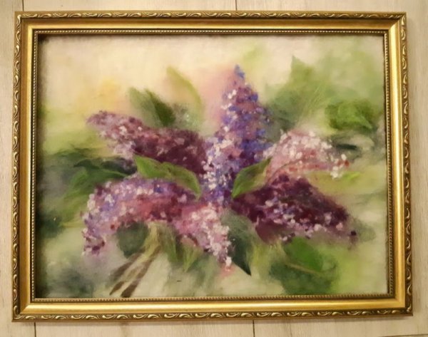 Живопись шерстью сирень