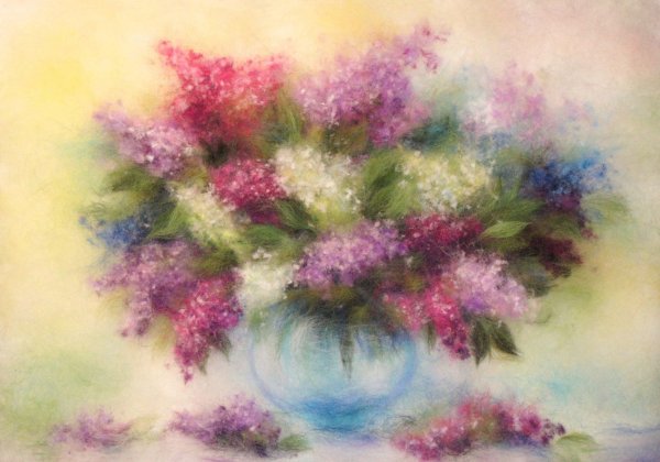 Живопись шерстью сирень