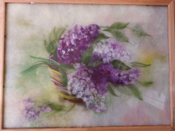 Живопись шерстью сирень