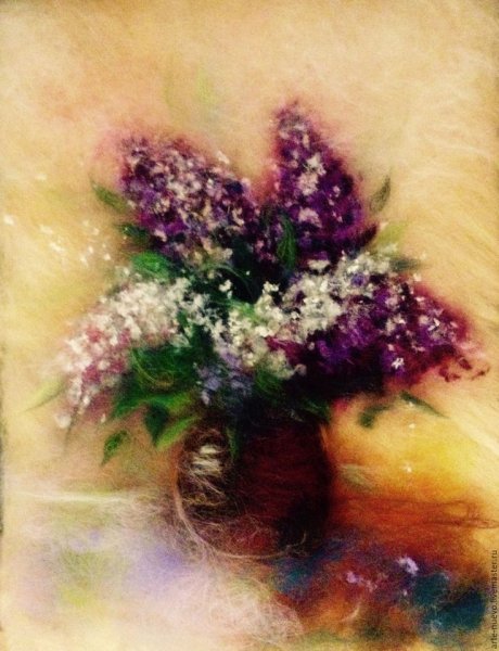 Живопись шерстью сирень