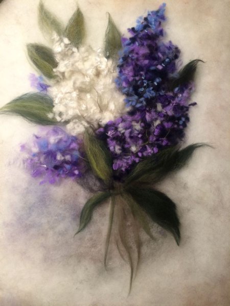 Шерстяная акварель сирень