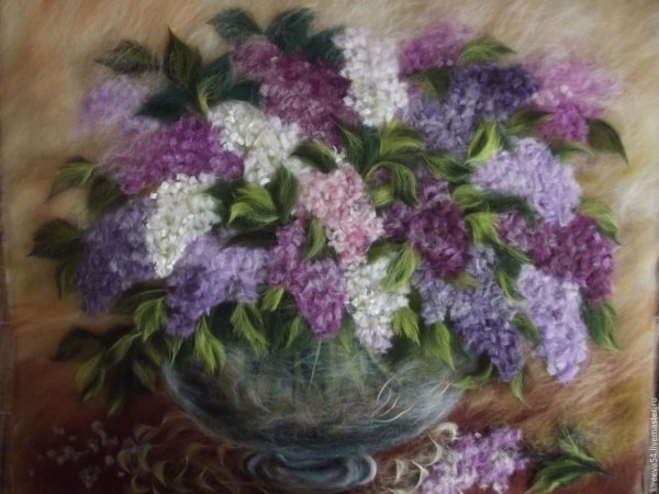 Живопись шерстью сирень