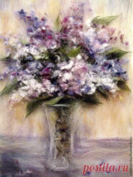 Живопись шерстью сирень