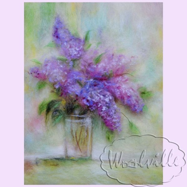 Шерстяная акварель сирень