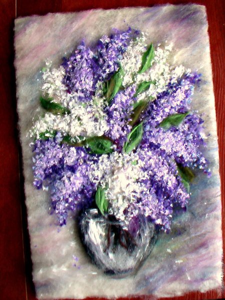 Шерстяная акварель сирень мастер класс