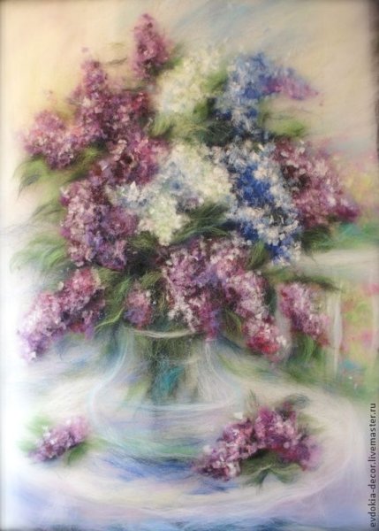 Живопись шерстью сирень