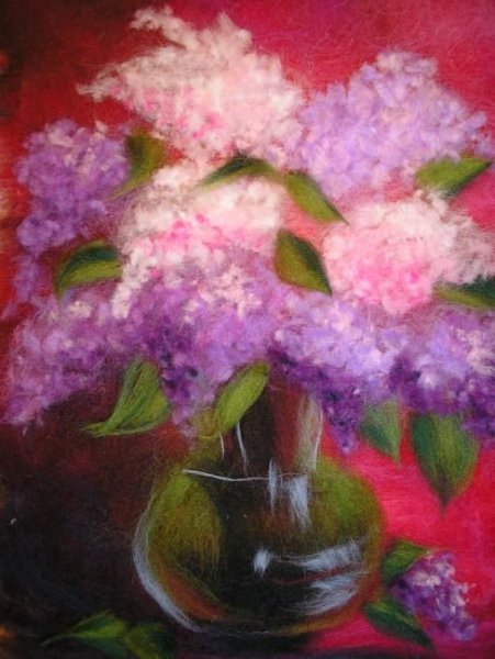 Марина Аскерова картина шерстью летний букет