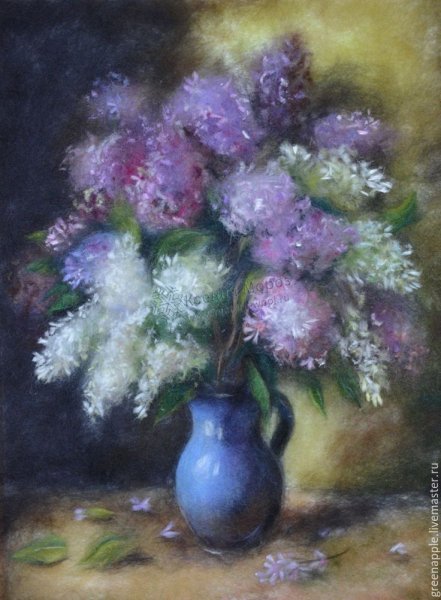 Живопись шерстью сирень