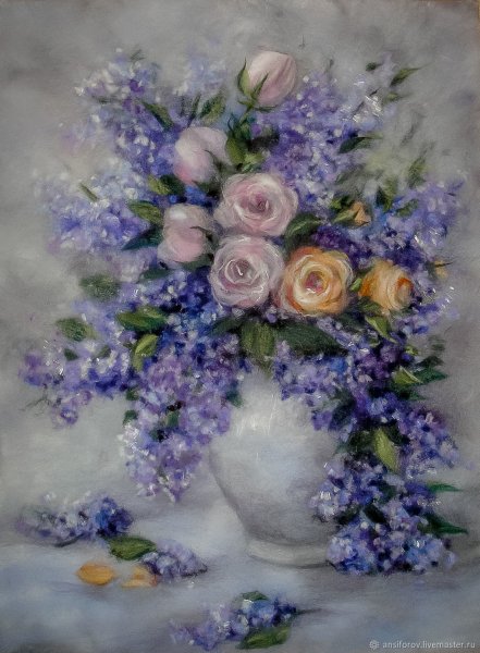 Шерстяная акварель сирень мастер класс