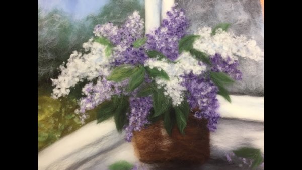 Картины из шерсти сирень