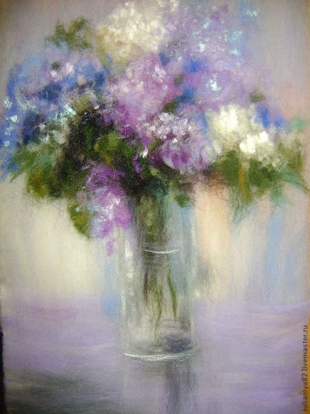 Шерстяная акварель тюльпаны