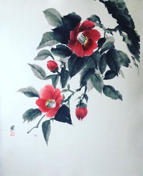 Японская Ксилография Камелия