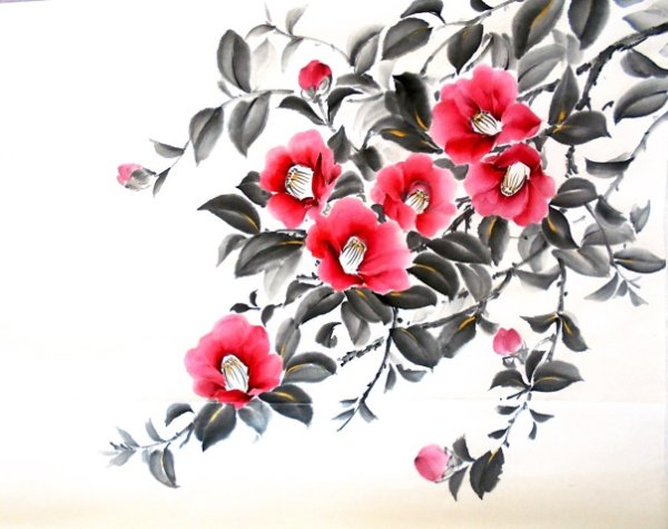 Японская техника Камелия Суми-э