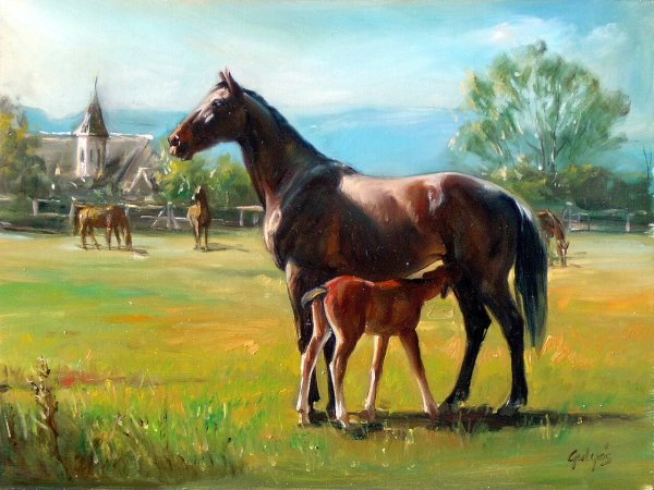 Венгерский художник Laszlo Gulyas кони