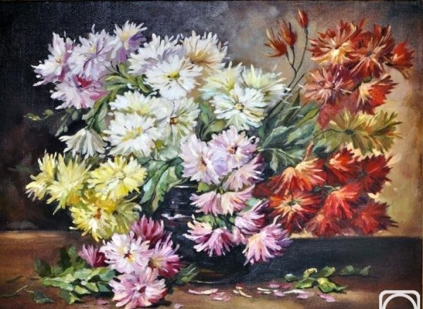 Астры Дубки хризантемы живопись