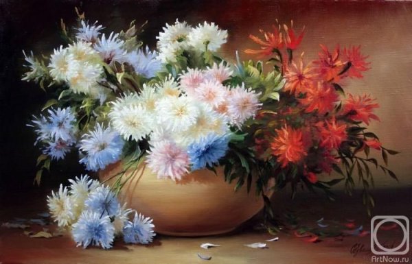 Ренуар цветы астры хризантемы