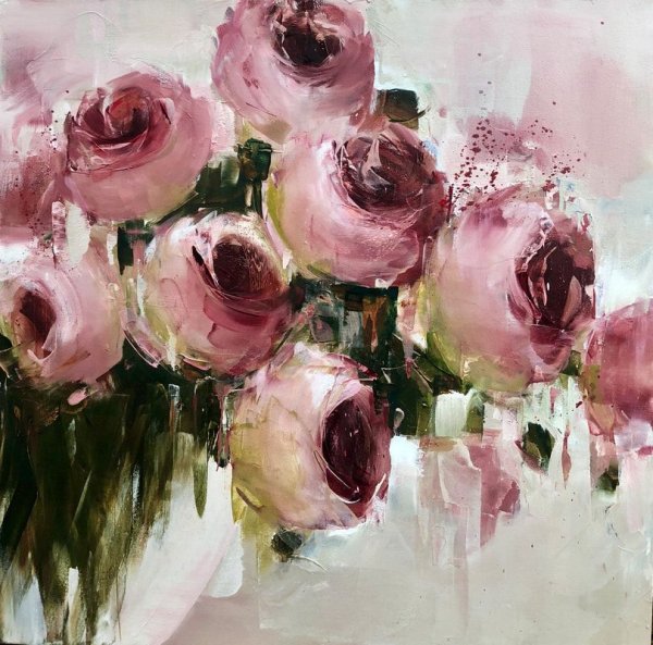 Красная абстракция маслом